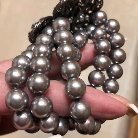 VINTAGE JEWELED METAL & STRETCHY BRACELET π - Picture 5 of 7